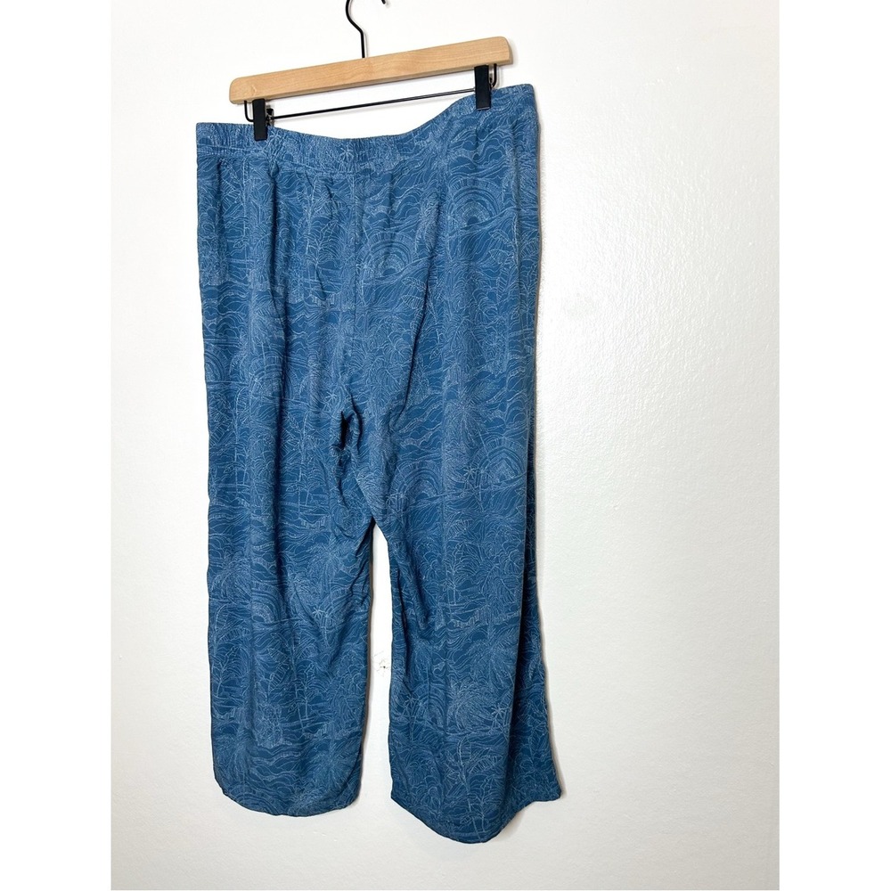 J. Jill Womens Tropical Nautical Print Wide Leg Casual Crop Pants Blue Large L - Picture 5 of 7